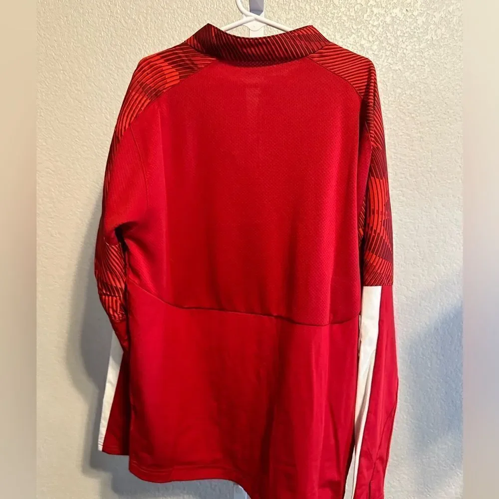 NWT PUMA Youth Red Quarter Zip Mock Neck Long Sleeve Pullover Soccer - Size L